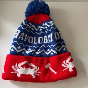 Route One Apparel | Old Bay Crab and Mallet Red and Blue Knit Beanie Cap